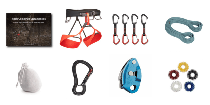 Climbing equipment gear rock mountain shoes ice visit choose board